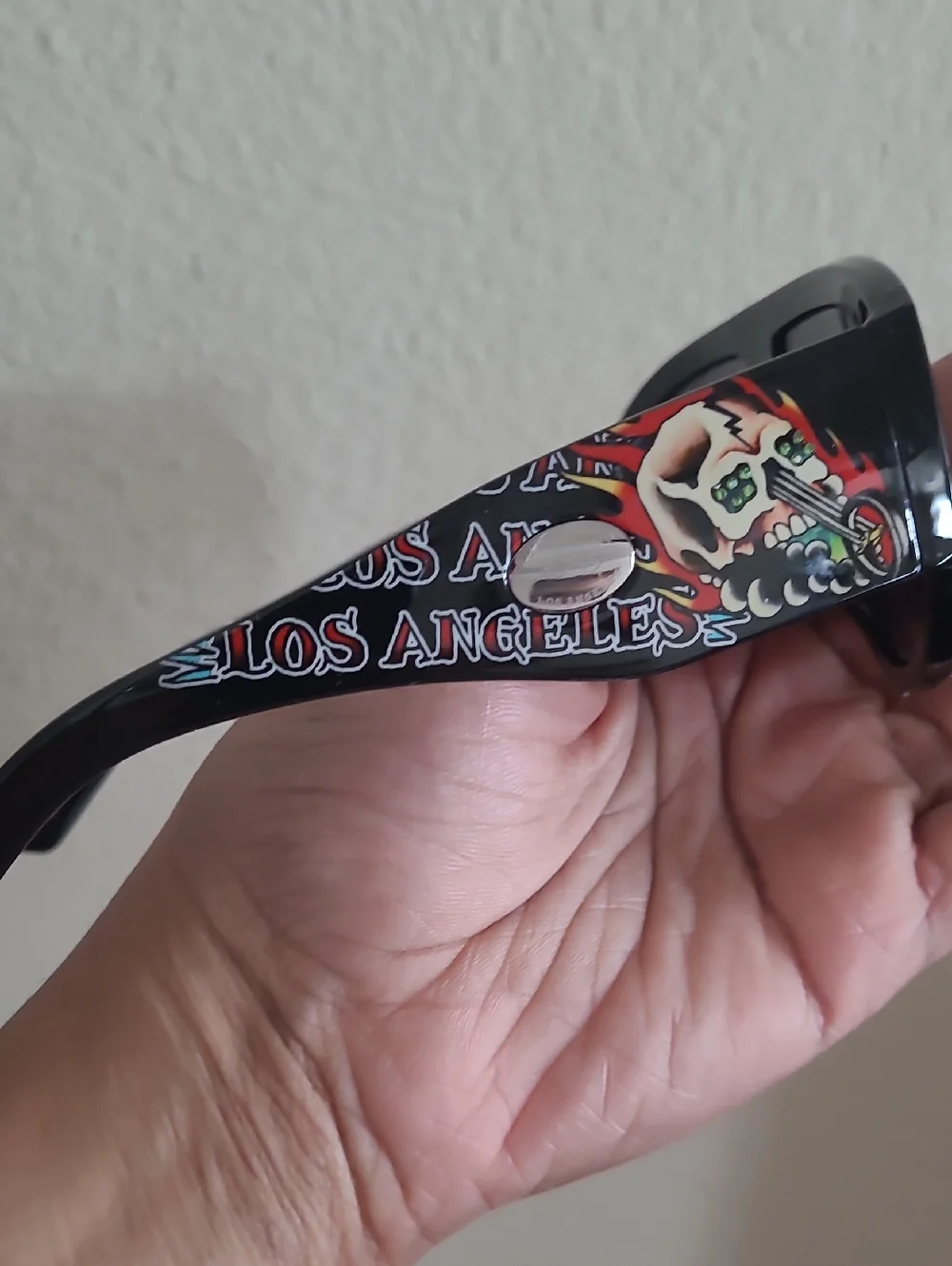 NWOT Authentic Ed Hardy Black Sunglasses with Colorful Tattoo Side Detail